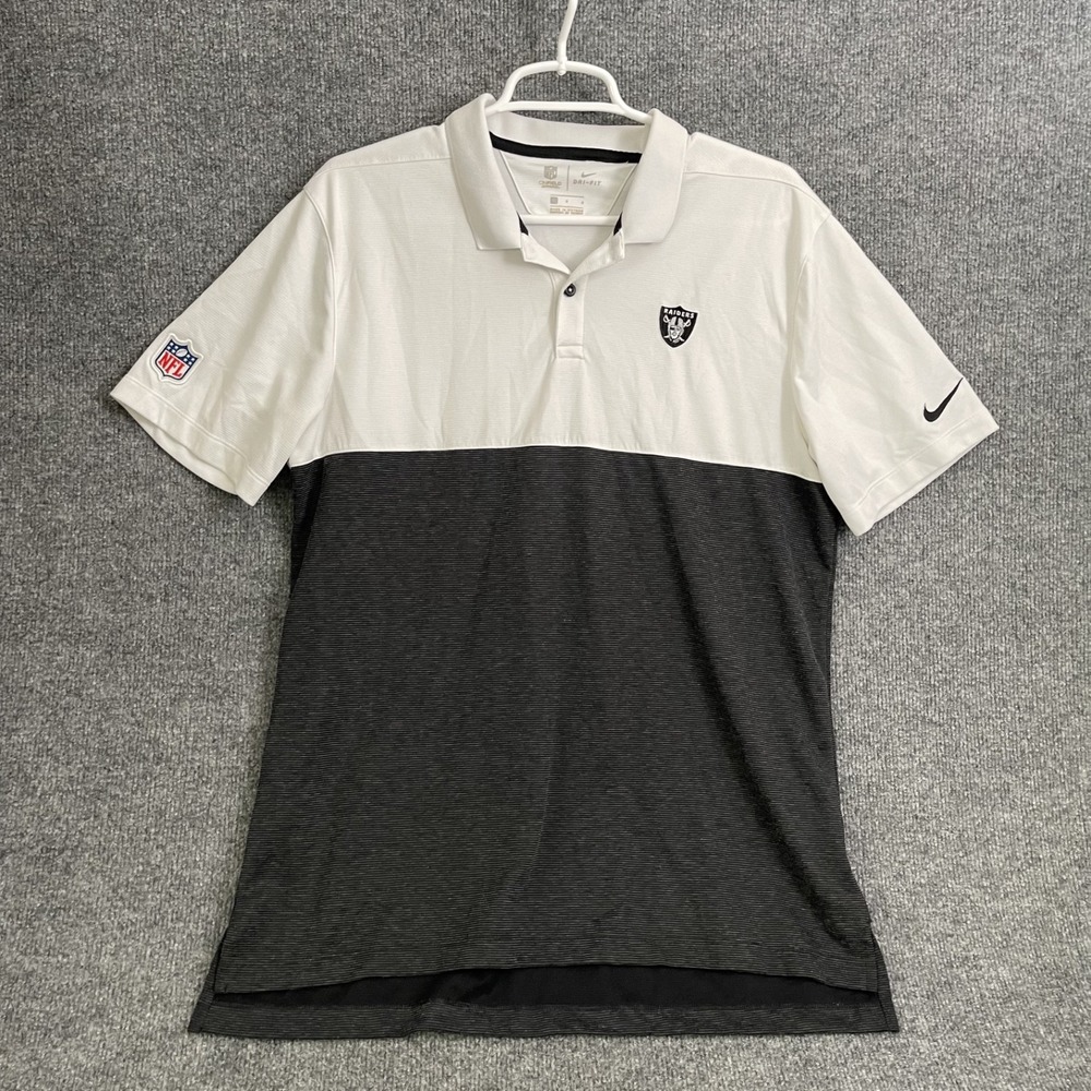 Las Vegas Raiders Polo Shirt Mens Large Nike NFL Coaches White Gray Heather